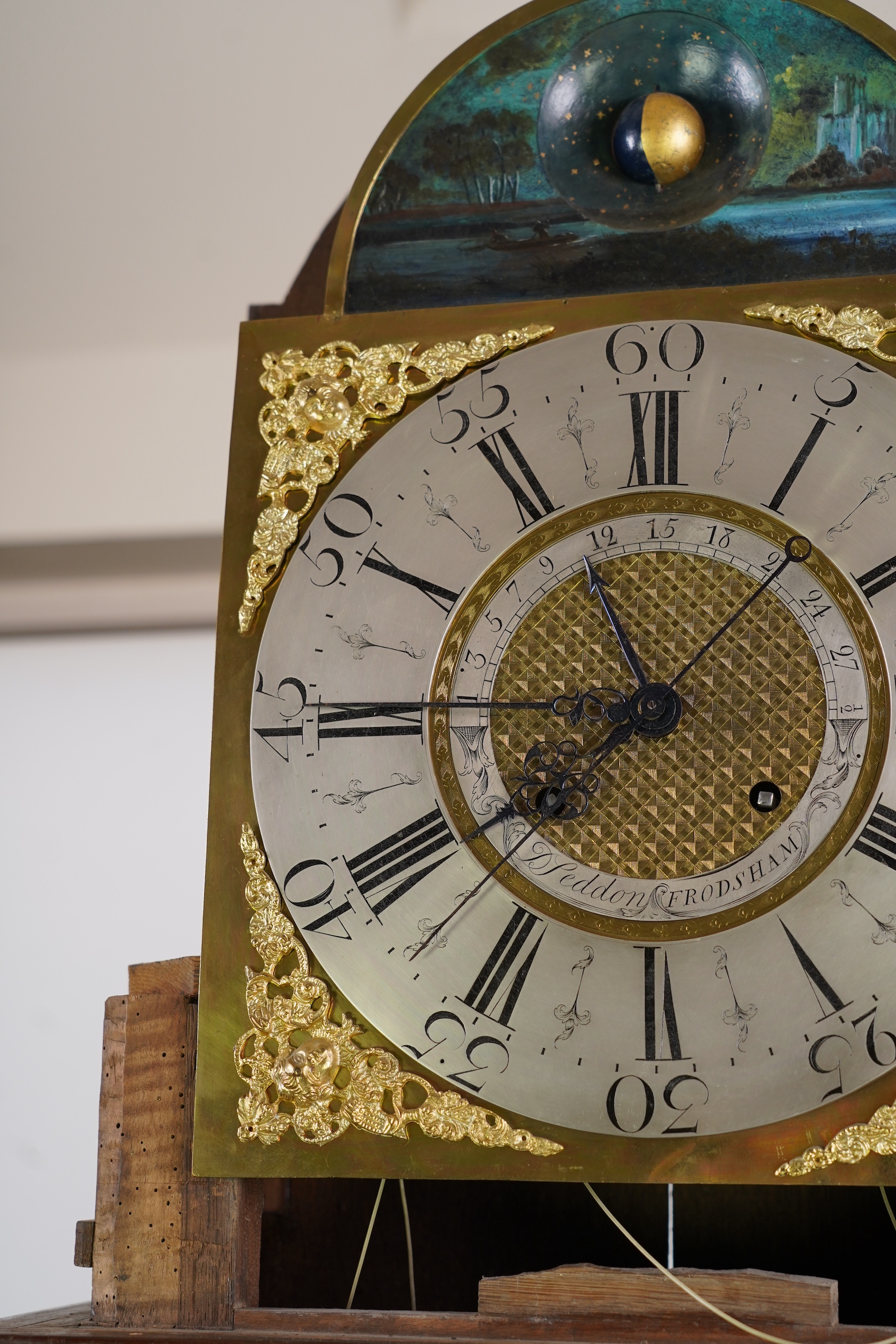 A mid 18th century mahogany eight day longcase clock, the inner chapter ring signed D. Seddon, Frodsham, for Daniel Seddon